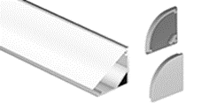 Профиль Geniled для светодиодной ленты угловой 16x16x1000 с заглушками и рассеивателем