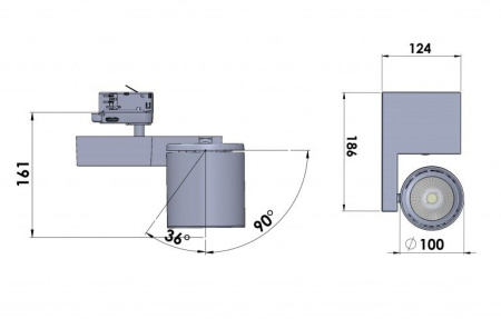 Трековый светильник Alert Led 3000К серый